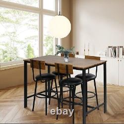 LONABR 5PCS Bar Table Set 4 Chairs Counter Height Stool Upholstered Space-Saving