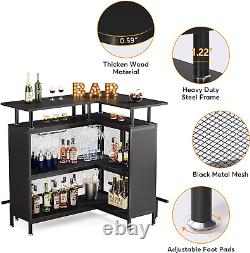 L-Shaped Home Bar with Stemware Racks, Shelves, Footrest, Corner Mini Bar, Kitchen