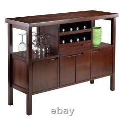 Liquor Cabinet Mini Bar Furniture Wine Rack Buffet Table Kitchen Island Brown