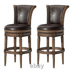 Maven Lane Pullman Bar Stool in Walnut Finish, Marksman Saddle, Set of 2