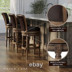 Maven Lane Pullman Bar Stool in Walnut Finish, Marksman Saddle, Set of 2