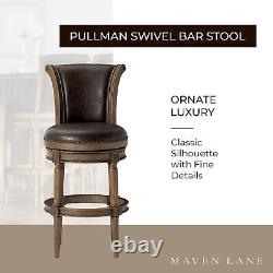 Maven Lane Pullman Bar Stool in Walnut Finish, Marksman Saddle, Set of 2