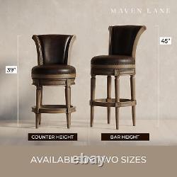 Maven Lane Pullman Bar Stool in Walnut Finish, Marksman Saddle, Set of 2