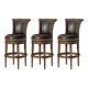 Maven Lane Pullman Bar Stool In Walnut Finish, Marksman Saddle, Set Of 3