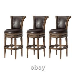 Maven Lane Pullman Bar Stool in Walnut Finish, Marksman Saddle, Set of 3