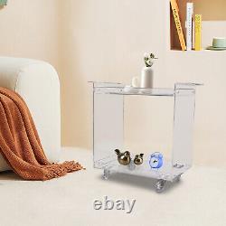 Moble Side Table Clear Acrylic 2 Tiers End Table Storage Serve Cart For Home/Bar