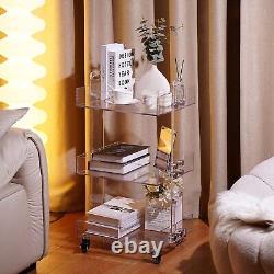 Moble Side Table Clear Acrylic 3 Tier End Table Storage Serve Cart For Home/Bar