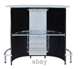 Modern Contemporary Home Bar Table Glass Top Acrylic Frame Chrome Coaster 100654