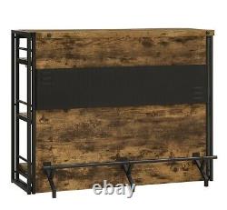 Modern Home Bar Table Wood Metal Wine Cabinet Storage Unit Brown Coaster 130071