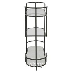 Modern Iron Trolley Bar Console XL 44 Marble & Glass Shelves Uttermost 25174