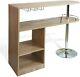 Modern Pub Home Oak Bar Storage Table Server Unit Beverage Drink Chrome Pole