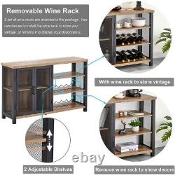 Multi-Functional Bar Cabinet with Stemware Rack & Wine Storage Vintage Oak