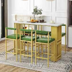 Multi-Functional Counter Height Dining Bar Table 7 Pcs Set Open Shelves 6 Stools