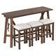 Multipurpose Home Kitchen Dining Bar Table Set, Dark Walnut