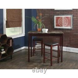 New Linon Home Decor Tavern Padded Seats Faux Marble Top Modern 3-Piece