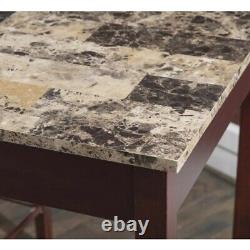 New Linon Home Decor Tavern Padded Seats Faux Marble Top Modern 3-Piece