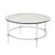 Noble House Coffee Tables 35.5 Single Round Glass Metal Coffee Table Clear