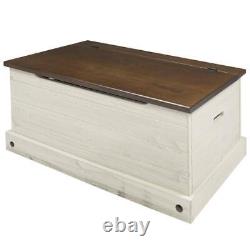 OS Home and Office Furniture Trunk Bench 35.43 in W with Lid in Distressed White