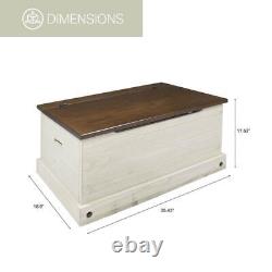 OS Home and Office Furniture Trunk Bench 35.43 in W with Lid in Distressed White