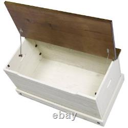 OS Home and Office Furniture Trunk Bench 35.43 in W with Lid in Distressed White