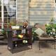 Outdoor Patio Rattan Wicker Bar Counter Table With 2 Storage Shelves Garden Home