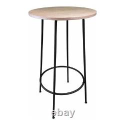 Pangea Home Sly Round Modern Wood Veneer/Metal Bar Table in Black