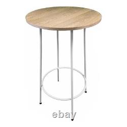 Pangea Home Sly Round Modern Wood Veneer/Metal Bar Table in White