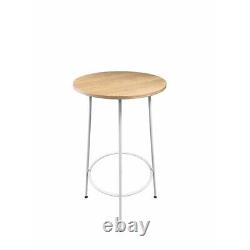 Pangea Home Sly Round Modern Wood Veneer/Metal Bar Table in White