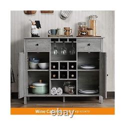 PayLessHere Wine Bar, Buffet Cabinet with Built-in Wine Storage Slots and Glas