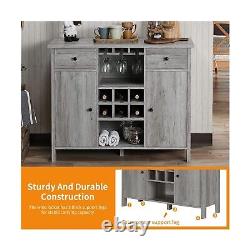 PayLessHere Wine Bar, Buffet Cabinet with Built-in Wine Storage Slots and Glas