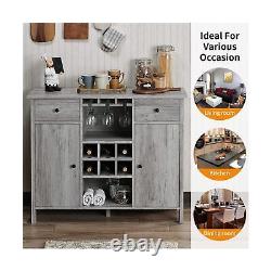 PayLessHere Wine Bar, Buffet Cabinet with Built-in Wine Storage Slots and Glas