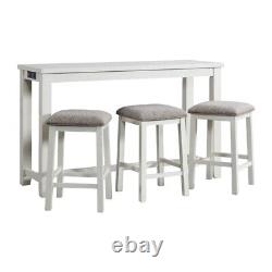 Pemberly Row Contemporary Multipurpose Bar Table Set in White