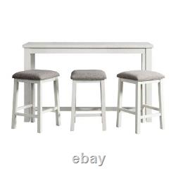 Pemberly Row Contemporary Multipurpose Bar Table Set in White