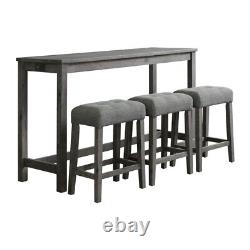 Pemberly Row Transitional Wood Multipurpose Bar Table Set in Charcoal
