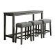 Pemberly Row Transitional Wood Multipurpose Bar Table Set In Charcoal
