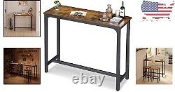 Rectangular High Top Bar Table with Waterproof Wooden Surface Easy Assembly