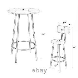 Retro Home Coffee Stand Bar Table 2 Bar Stools with Backrest and Partition