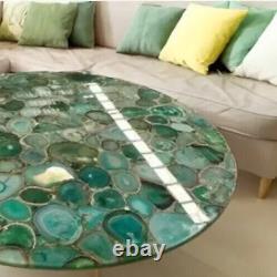 Round Green Agate Stone Coffee Table Counter Bar Table Patio Side Table Decor