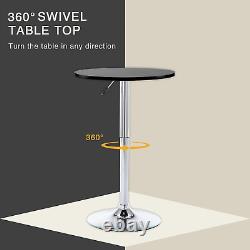 Round Pub Table, Height Adjustable Bar Table 25-35 Inches, 360 Swivel Table Top