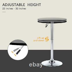 Round Pub Table, Height Adjustable Bar Table 25-35 Inches, 360 Swivel Table Top