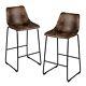 Set Of 2 Bar Height Stool Kitchen Upholstered Dining Chairs Withsturdy Metal Frame