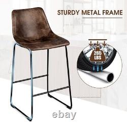 Set of 2 Bar Height Stool Kitchen Upholstered Dining Chairs WithSturdy Metal Frame