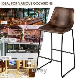 Set of 2 Bar Height Stool Kitchen Upholstered Dining Chairs WithSturdy Metal Frame