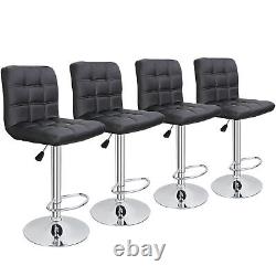 Set of 4 Adjustable Modern Swivel Bar Stools Dining Chair Counter Height Black