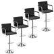 Set Of 4 Bar Stools Adjustable Counter Height Withback Arms Swivel Leather Chairs