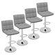 Set Of 4 Counter Height Bar Chair Adjustable Swivel Bar Stool Pu Leather Grey