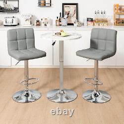 Set of 4 Counter Height Bar Chair Adjustable Swivel Bar Stool PU Leather Grey