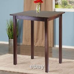 Solid Wood Square High Pub Table Home Bar Kitchen Dining Tall Desk Dark Brown