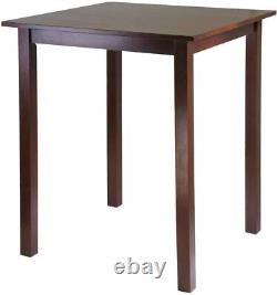 Solid Wood Square High Pub Table Home Bar Kitchen Dining Tall Desk Dark Brown