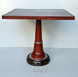 Square Coffee End Table Leather Wrapped & Stitched Home Cafe Bar Pub Decorative